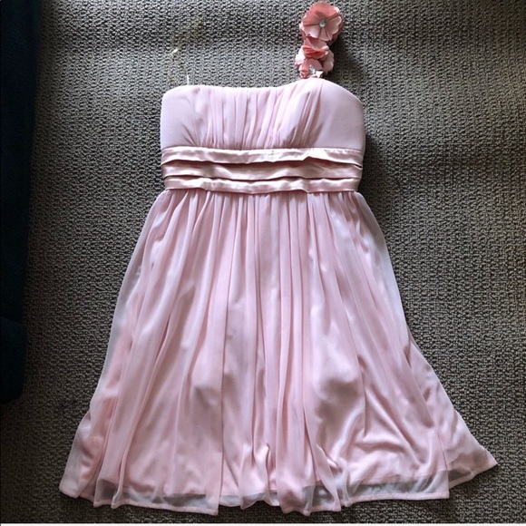 Short One Shoulder Peach Prom Dress - Picture 4 of 4